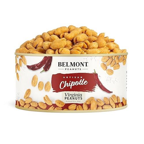 Belmont Peanuts Gourmet Chipotle & Sea Salt Virginia Peanuts, 20 oz (1 Pack) - Simple Ingredients, No Preservatives, 7g Protein - A Spicy, Salty