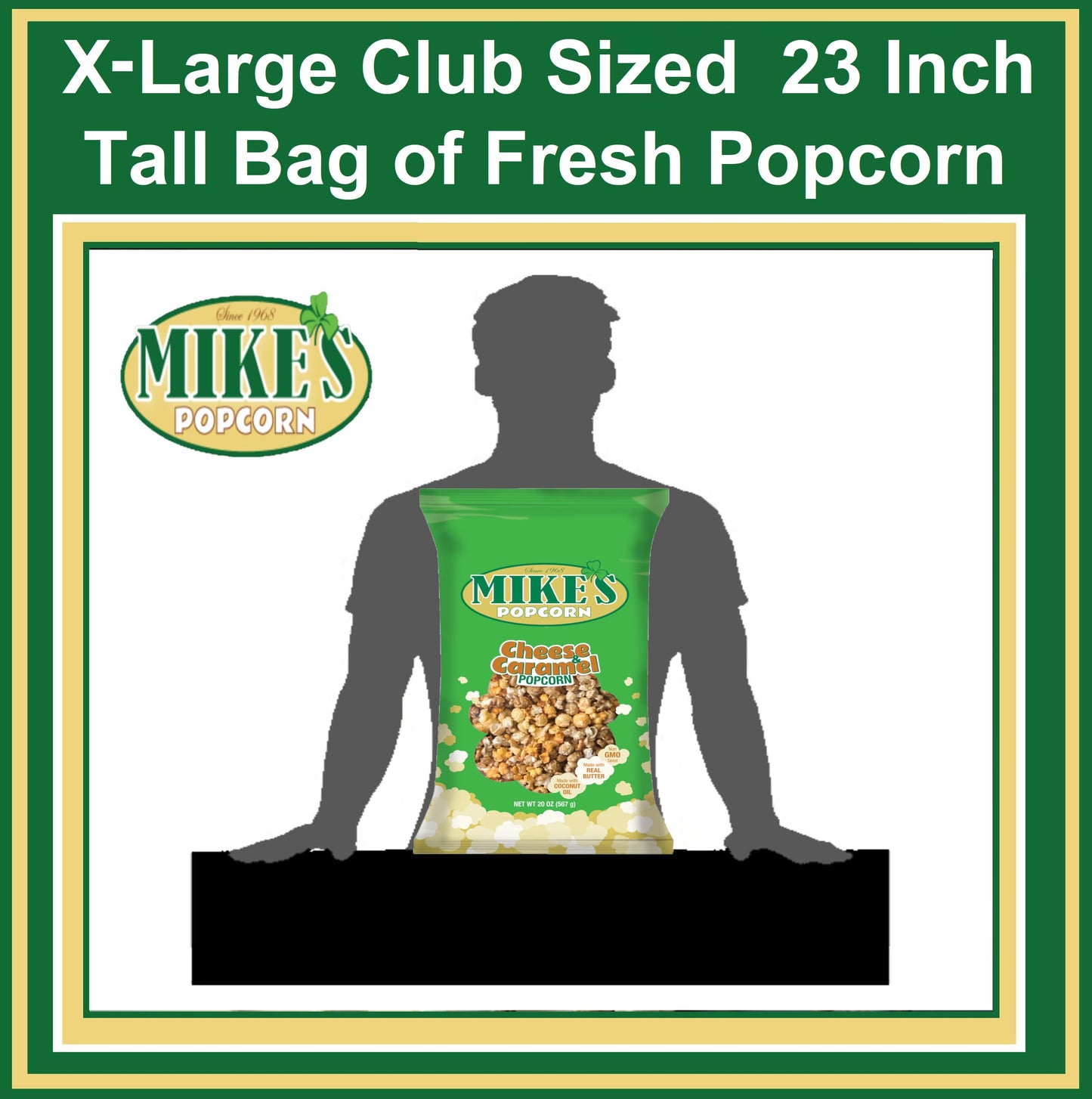 Mike's Popcorn - Sweet & Savory Duo, Premium Caramel & Cheese Flavored Popcorn Cooked, Large 20 Oz Bag (Caramel & Cheese Mixed, 20 Oz.)