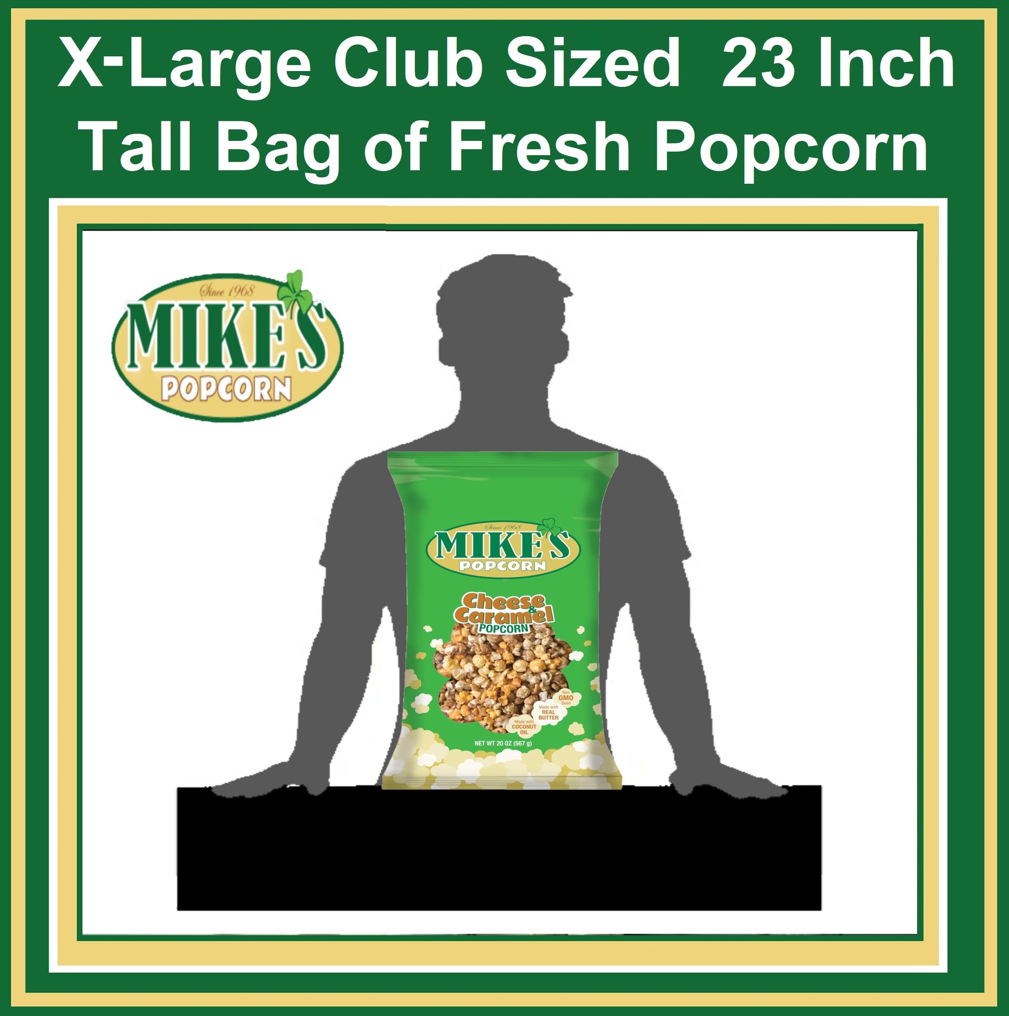 Mike's Popcorn - Sweet & Savory Duo, Premium Caramel & Cheese Flavored Popcorn Cooked, Large 20 Oz Bag (Caramel & Cheese Mixed, 20 Oz.)