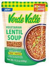 Verde Valle Vegetarian Lentil Soup Fresh Ready to Eat 15.2 oz (Pack of 1), Authentic Mexican Prepared Meal, Sopa de Lentejas, Protein, Fiber, Carrots