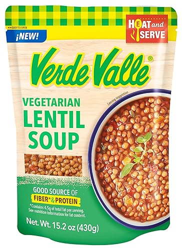 Verde Valle Vegetarian Lentil Soup Fresh Ready to Eat 15.2 oz (Pack of 1), Authentic Mexican Prepared Meal, Sopa de Lentejas, Protein, Fiber, Carrots