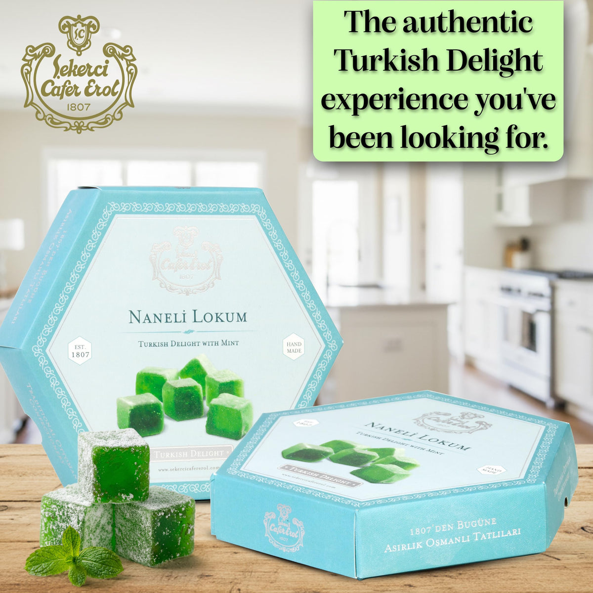 Sekerci Cafer Erol Spearmint Turkish Delight, 14.1 oz (400g)