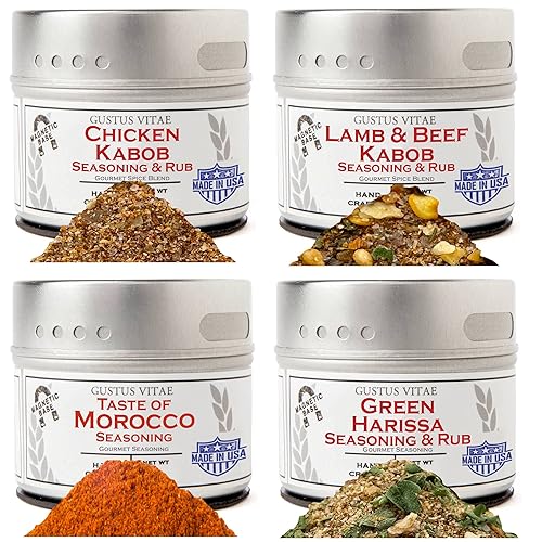 Complete Kabob Collection | Authentic Small Batch Seasonings | 4 Gourmet All Natural Spice Blends | All Natural | Hand Packed, Non GMO | Made in USA |
