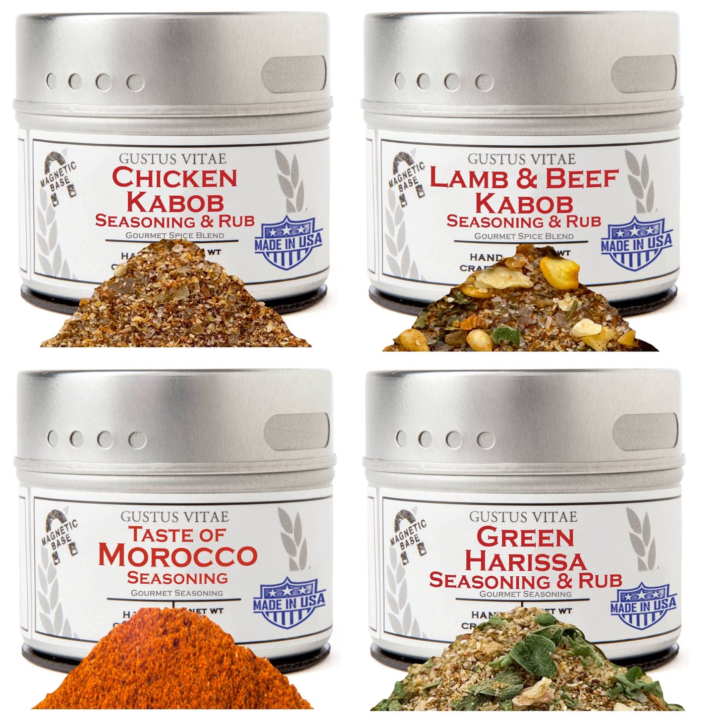 Complete Kabob Collection | Authentic Small Batch Seasonings | 4 Gourmet All Natural Spice Blends | All Natural | Hand Packed, Non GMO | Made in USA |