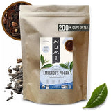 Numi Organic Emperor’s Pu-erh Tea Loose Leaf, Aged Yunnan Caffeinated Black Tea, 16 oz Bulk Pouch, Smooth Earthy Bold Flavor, Brews 200 Cups