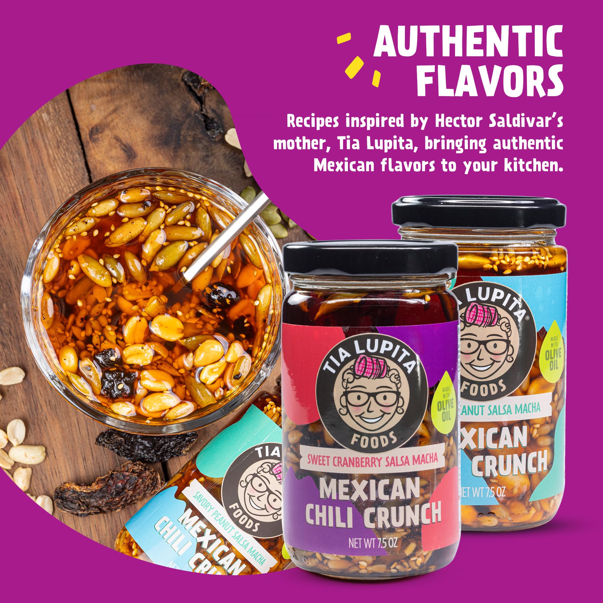 Tia Lupita Mexican Chili Crunch - Salsa Macha, Crunchy Morita Chili Oil | Gluten-Free, Non-GMO, Vegan | Cranberry & Peanut Variety (2 Pack)