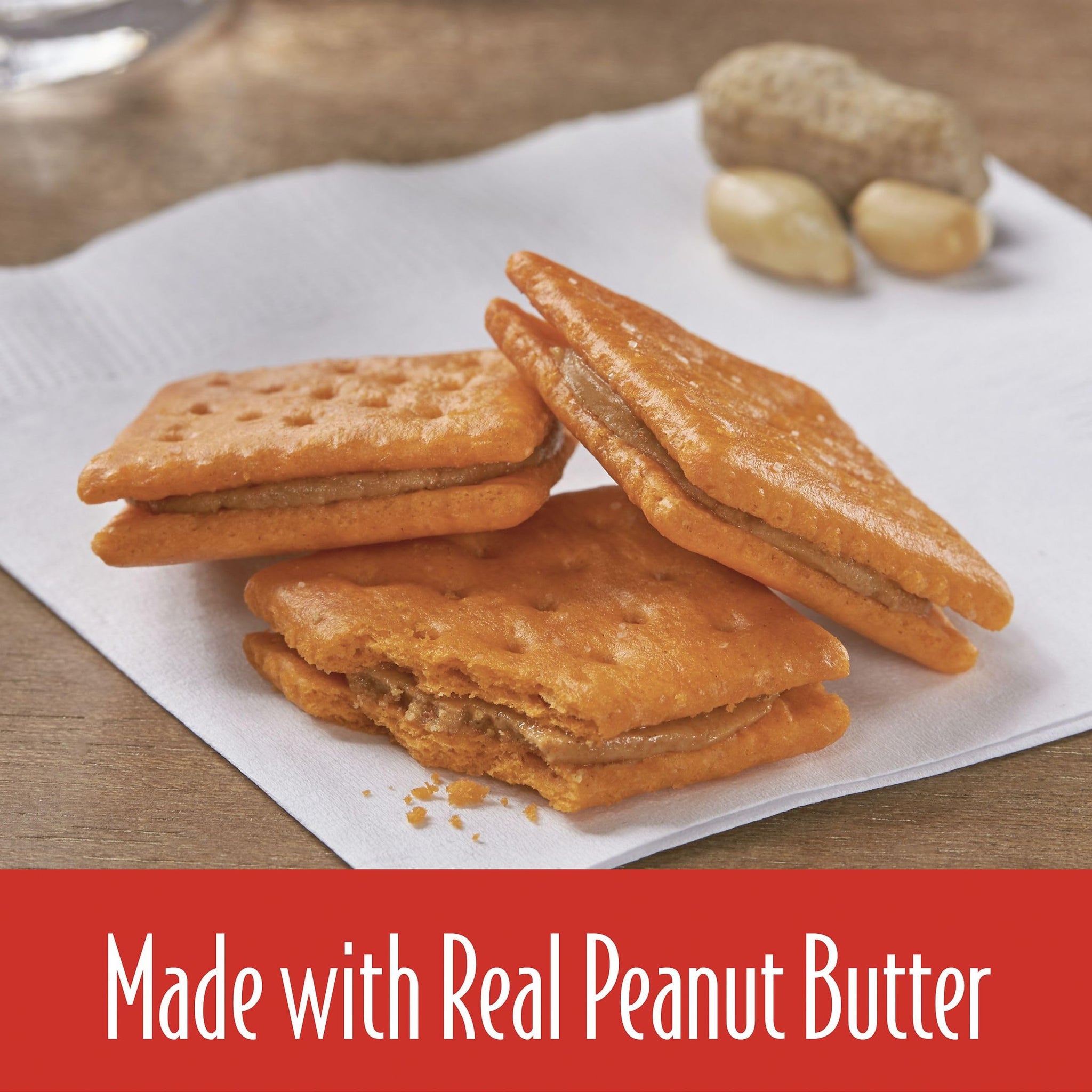 Keebler Sandwich Crackers, Single Serve Snack Crackers, Lunch Snacks, Cheese and Peanut Butter, 11oz Tray (8 Packs)