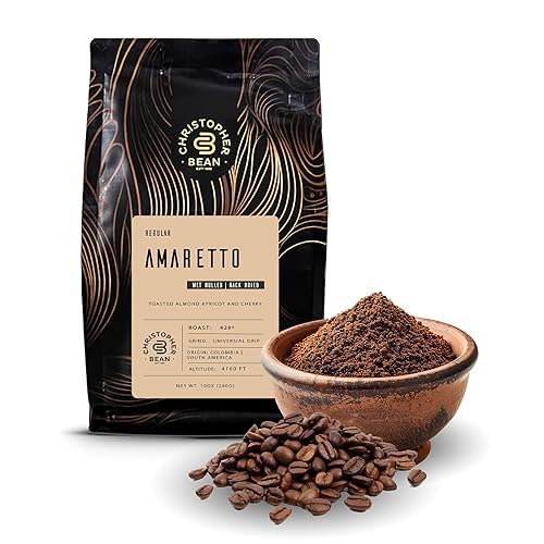 Christopher Bean Coffee - Certified Kosher - Regular Ground Universal Drip Amaretto Flavored Coffee, Relaxing after Dinner | Amaretto Flavored Medium