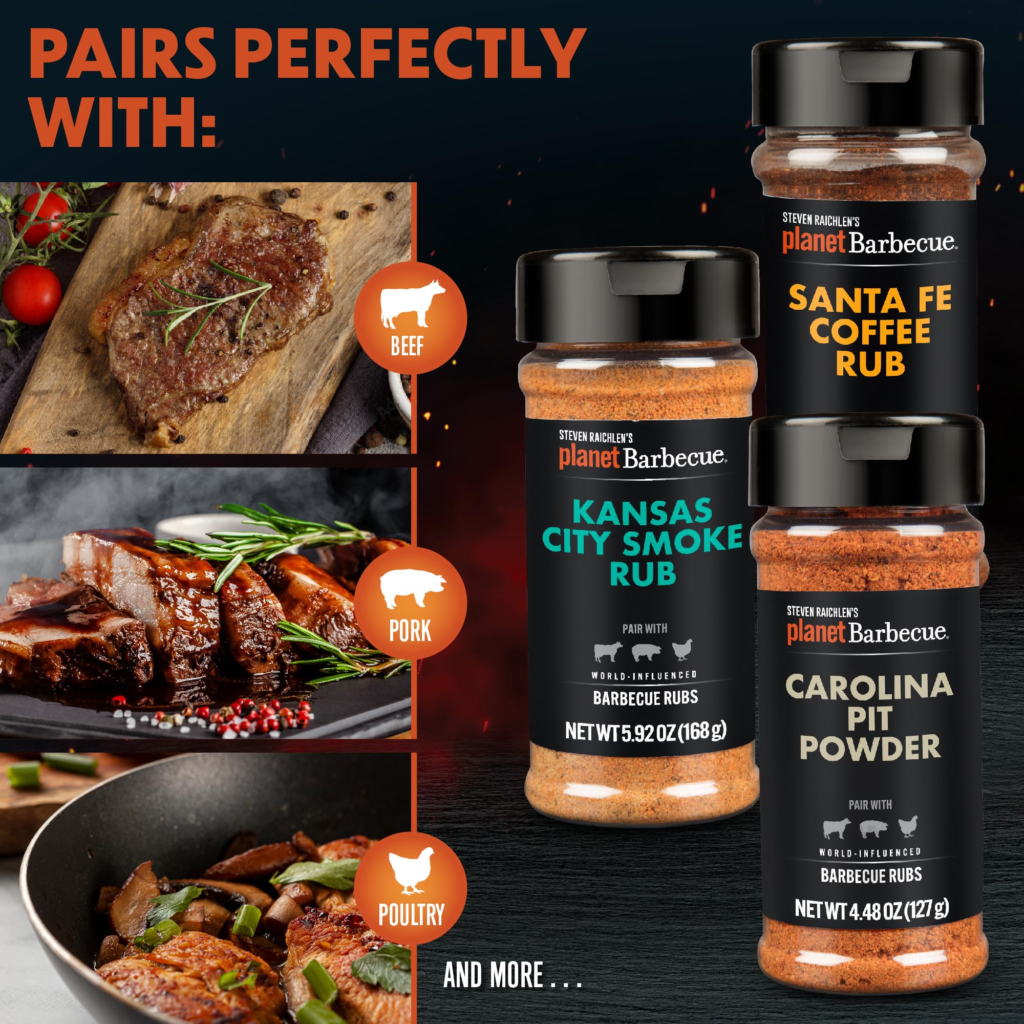 Steven Raichlen's Planet Barbecue BBQ Spices & Seasonings Gift Set - 6 Gourmet Rubs for Smoker & Grill - Globally Inspired BBQ Flavors Made in the USA