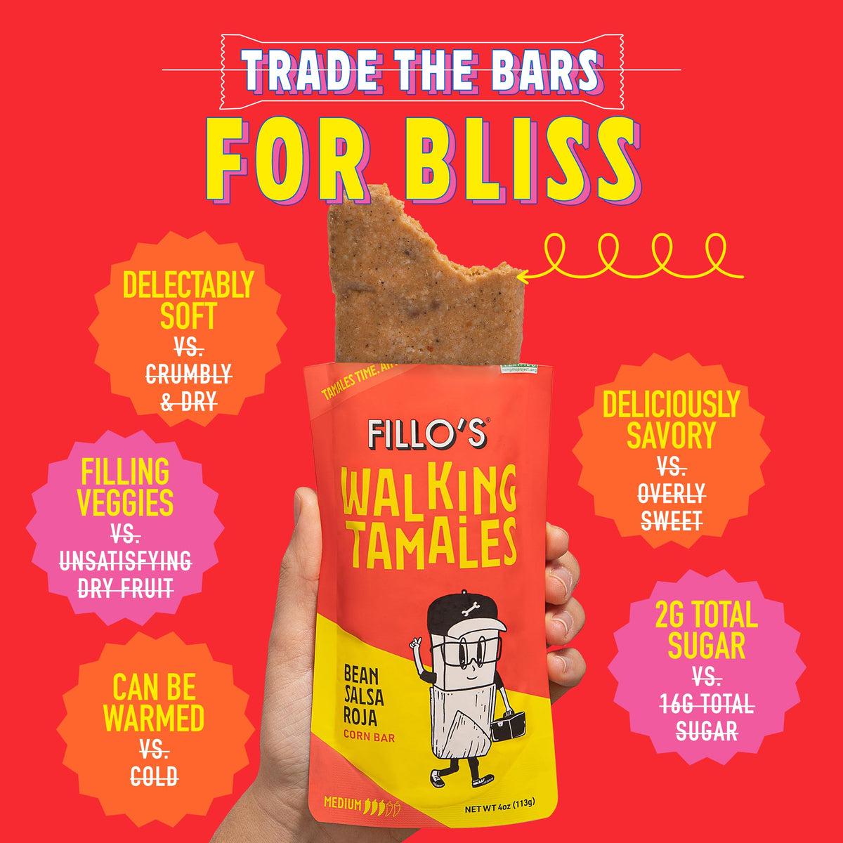 Fillo's Walking Tamales, Ready to Eat Meals, Salsa Roja, Gluten Free 7 Pk