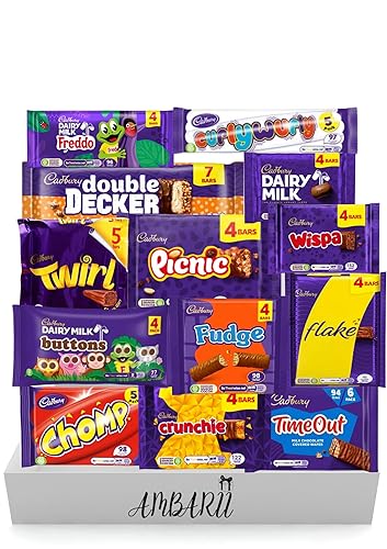 AMBARII Cadbury Chocolate Gift Box, Bulk Chocolate Bars and Bags of Cadbury Chocolate Favourites (60 Bars), Pack of 60, gift hamper