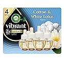 Air Wick Vibrant Plug In Scented Oil Refill, Infused with Essential Oils, Plug In Air Fresheners for Home, Cotton & White Lotus, 4 ct