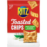RITZ Toasted Chips Sour Cream and Onion Crackers, Party Snacks, 8.1 oz