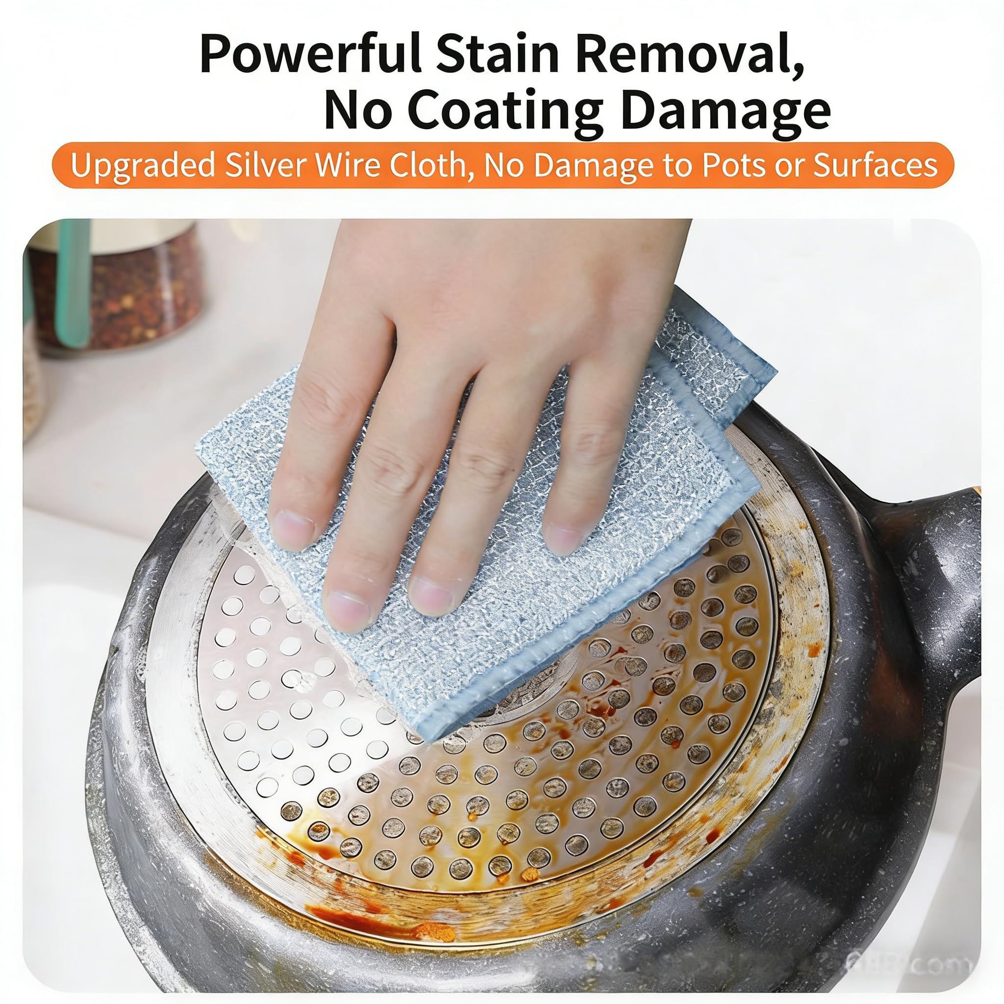 jlzzting Double-Sided Steel Wire Dishwashing Cloth Non-Scratch,Reusable,Heavy-Duty Cleaning Cloths for Kitchen, Sinks, Cookware (10)