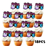 18pcs Black Glitter Pink Roller Skates Dessert Cupcake Topper 80s 90s Retro Hip Hop Roller Skating Rolling into 10 Theme Decor Supplies Boy Girl 10th