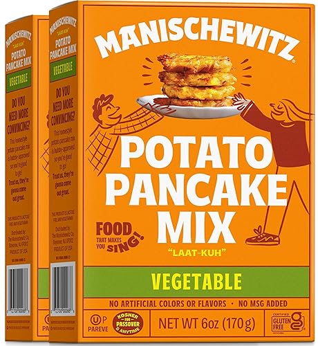 Manischewitz Vegetable Potato Pancake Mix, 6oz (2 Pack) | Gluten Free | No MSG | Traditional Style Potato Latke Mix