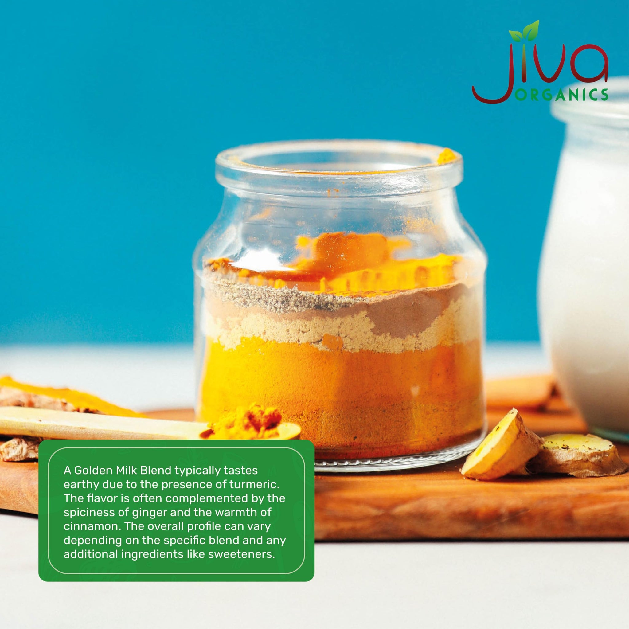 Jiva Organics Turmeric Tea Latte - Golden Milk Powder 7 Ounce (200g) - Ashwagandha, Cardamom, Ginger, Black Pepper & More