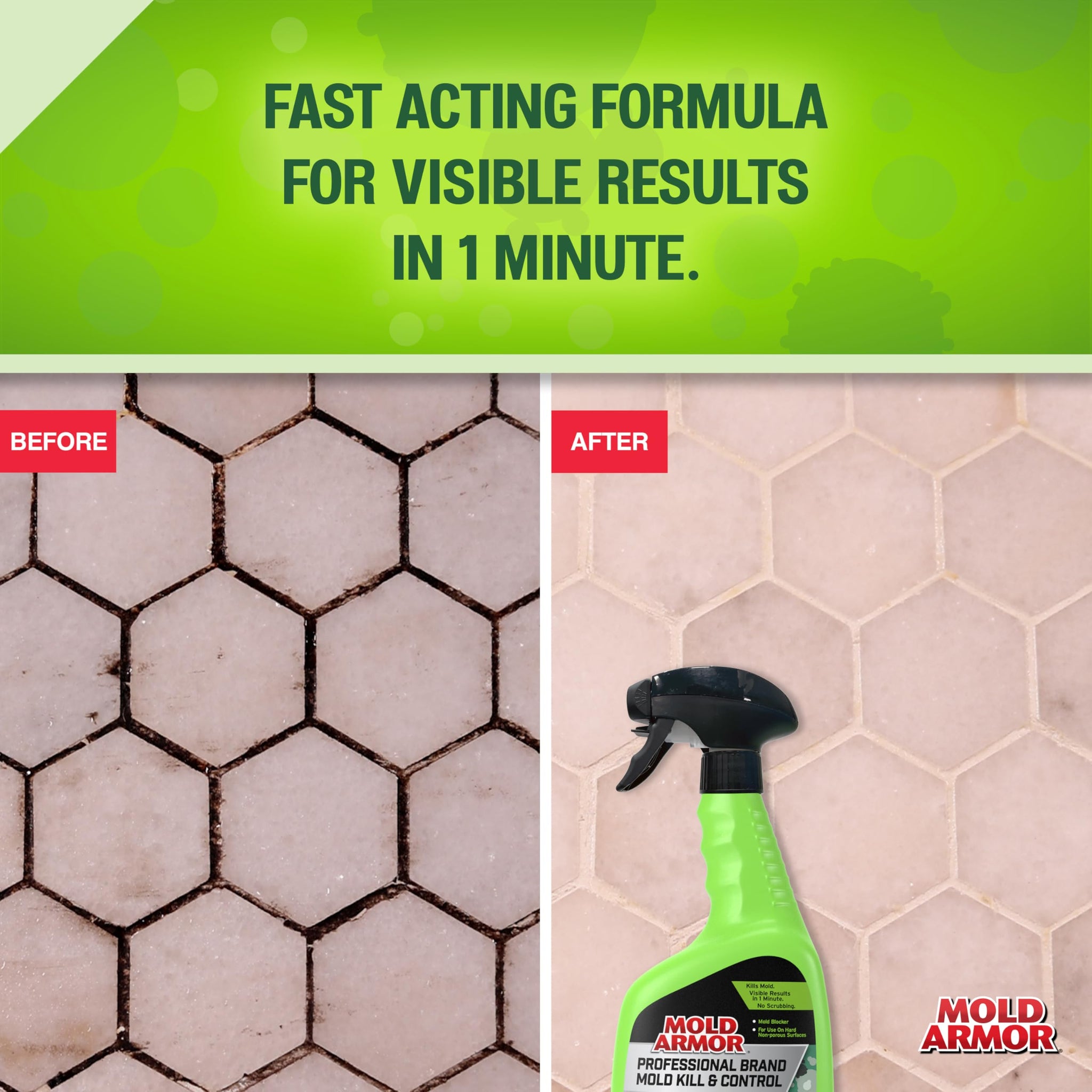 MOLD ARMOR Professional Brand Mold Kill & Control Spray, 32 oz., Hard Surface Mold and Mildew Remover, Visible Results in Minutes, Eliminates Bacteria