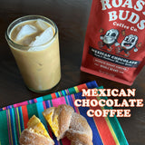 Roasty Buds Mexican Chocolate Coffee Grounds | Café Mexicano 100% Arabica Coffee, Natural Cinnamon Flavors (12 oz) | Gluten-Free, Non-GMO, No Sugar |