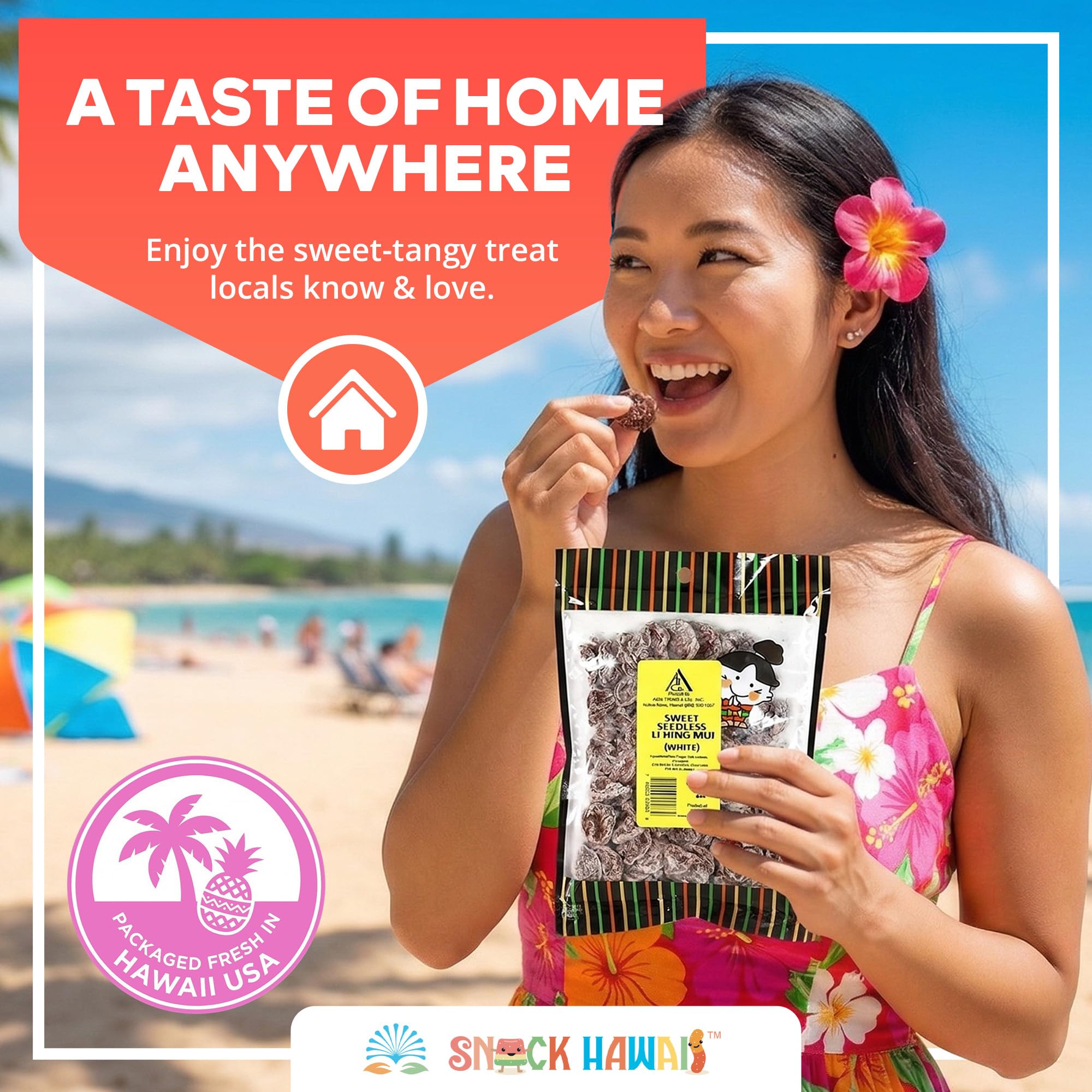 Asia Trans Sweet Seedless Crack Seed Plums | Chewy Li Hing Mui Candy - Tangy Chinese Dried Plum For Hawaiian Snacks Cravings - 4 Oz