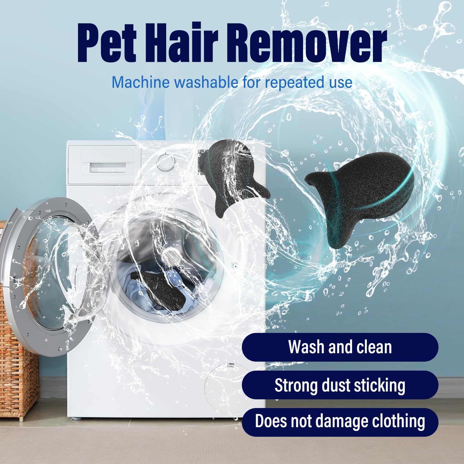 Pet Hair Remover for Laundry, Reusable Dog & Cat Hair Remover Tool, Effectively Removes Pet Hair, Lint and Dander from Bedding and Clothing, Suitable