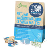 Natural Heavy Duty Washing Machine Cleaner Tablets - Plant Based & Eco Friendly Alternative Refill Laundry Tub Cleaning Tabs For Top Load or Front