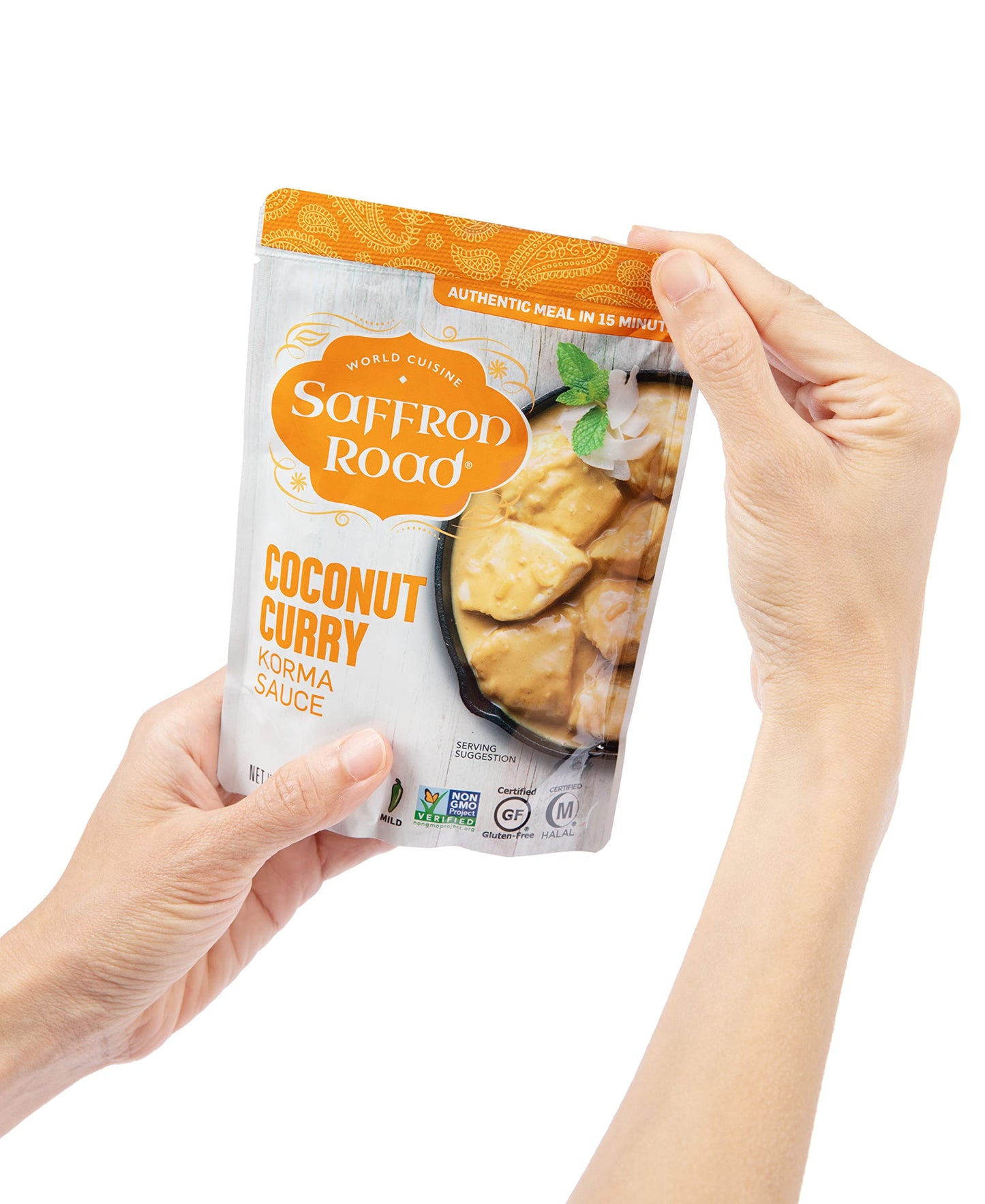 Saffron Road Coconut Curry Simmer Sauce | Globally Inspired Simmer Sauce | Gluten-free, Vegetarian, Non-GMO, and Certified Halal and Kosher | 7.0oz