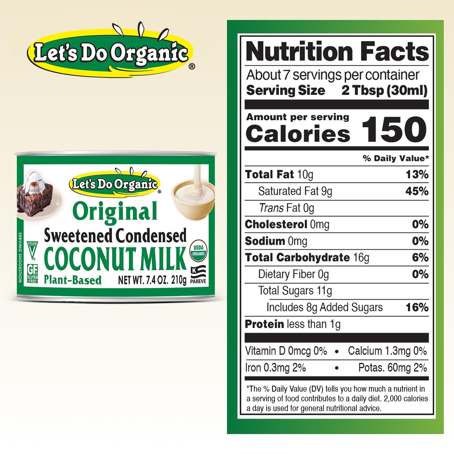 Lets Do Organic Sweetened Condensed Coconut Milk - Vegan Condensed Milk Canned, Coconut Condensed Milk Canned Sweetened - 7.4 oz (Pack of 6)