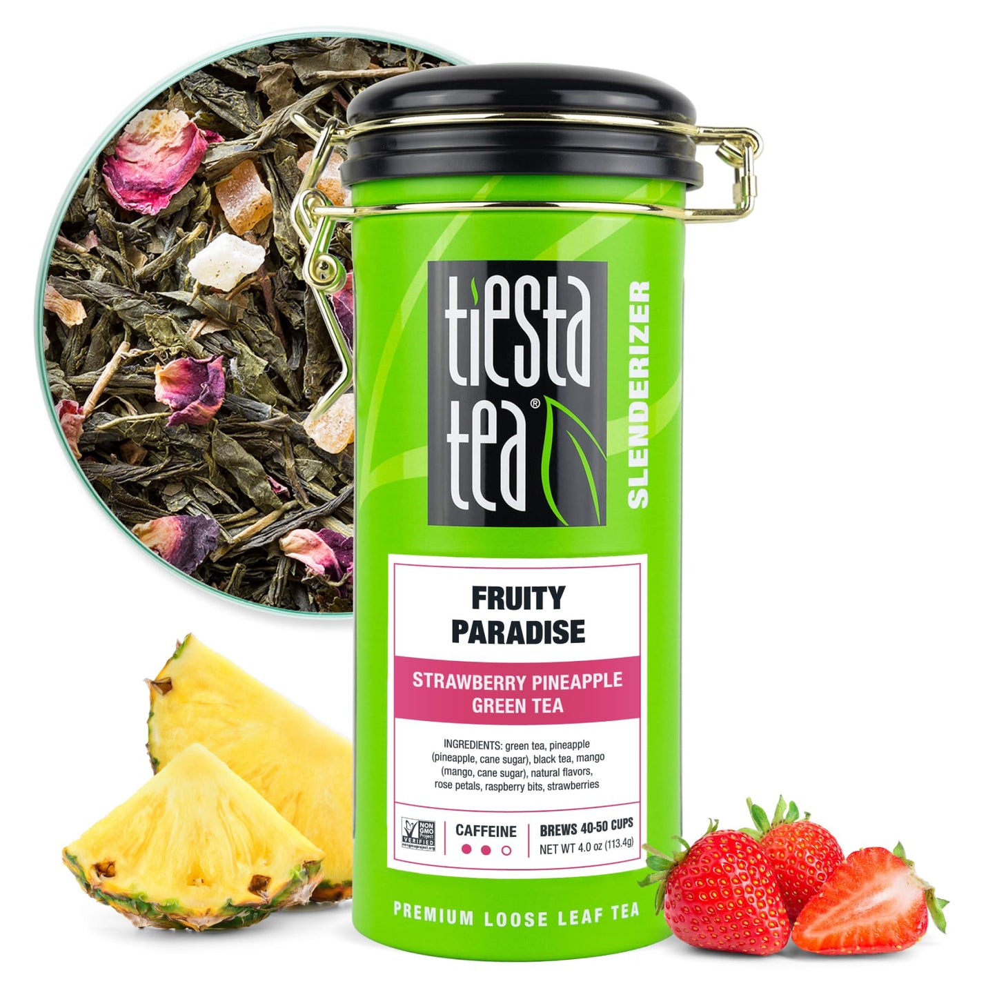 Tiesta Tea - Fruity Paradise, Loose Leaf, Strawberry Pineapple Green Tea, Premium Blend, Medium Caffeinated Green, Make Hot or Iced & Brews Up to 50