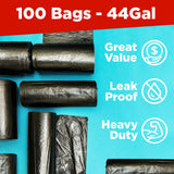 Toughbag 40-45 Gallon Trash Bags Heavy Duty (100 Count) - 39, 40, 42, 44 Gallon Trash Bags for Contractors, Commercial, Home, Kitchen - Made in USA