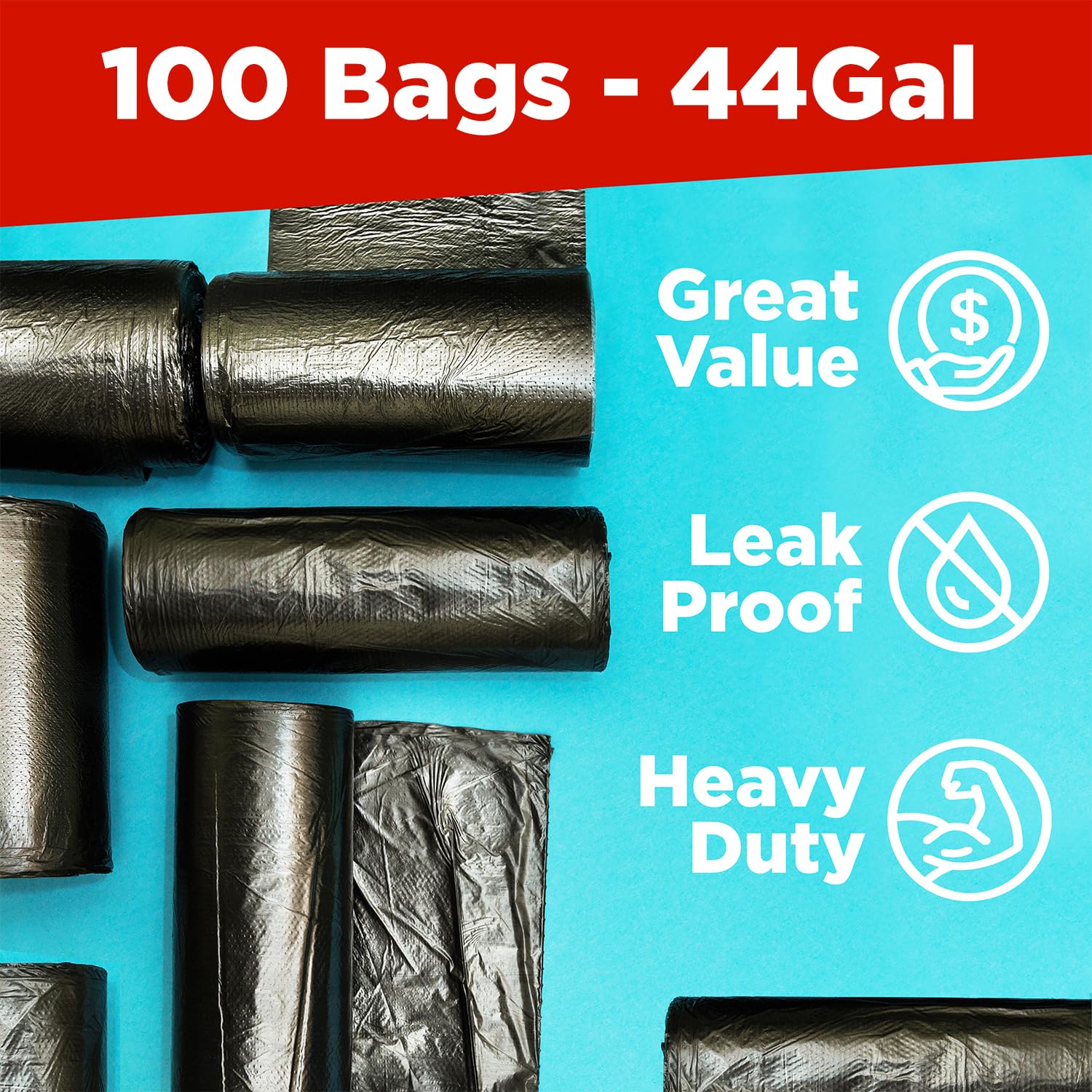 Toughbag 40-45 Gallon Trash Bags Heavy Duty (100 Count) - 39, 40, 42, 44 Gallon Trash Bags for Contractors, Commercial, Home, Kitchen - Made in USA