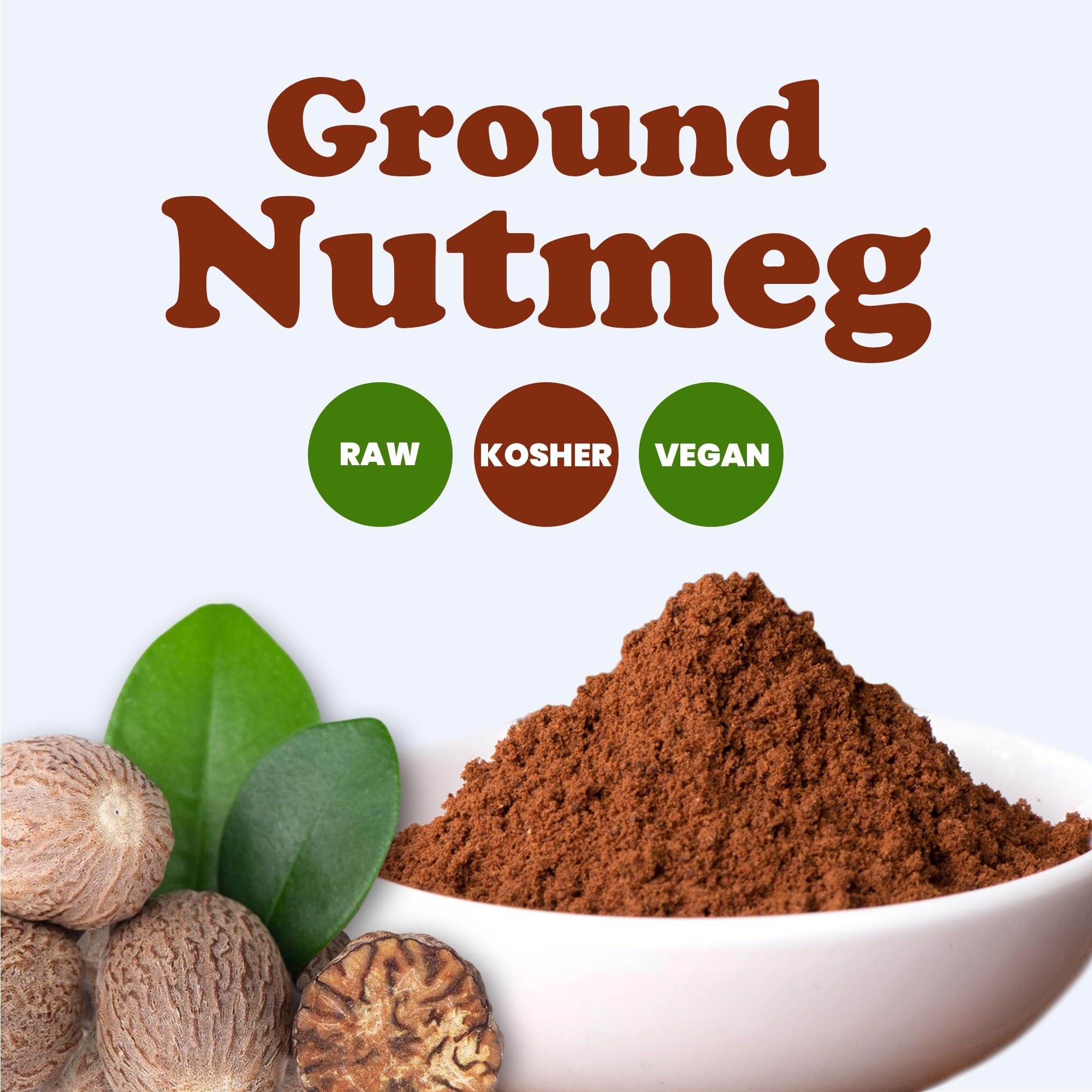 Food to Live Ground Nutmeg, 2 Pounds - Premium Quality, Freshly Ground, All-Natural Spice for Baking, Cooking and Beverages. Vegan, Kosher, Bulk