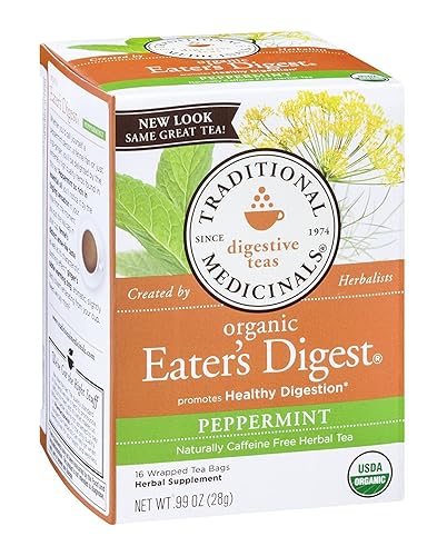 Traditional Medicinals Organic Belly Comfort Peppermint Herbal Tea, Promotes Healthy Digestion, (Pack of 3) - 48 Tea Bags Total