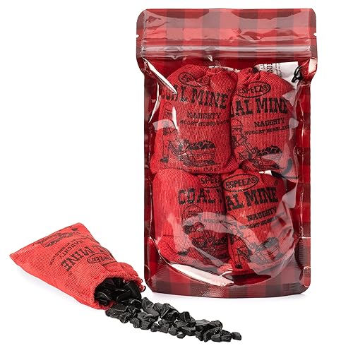 Coal Mine Naughty Black Nugget Gum - 4 Bags In Decorative Plaid Holiday Packaging