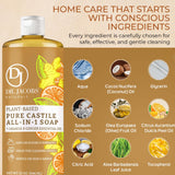 Dr. Jacobs Naturals Orange & Ginger Castile All-In-One Cleaner and Soap - Plant-Based Formula for House Cleaning Floors and Appliances - Gentle on