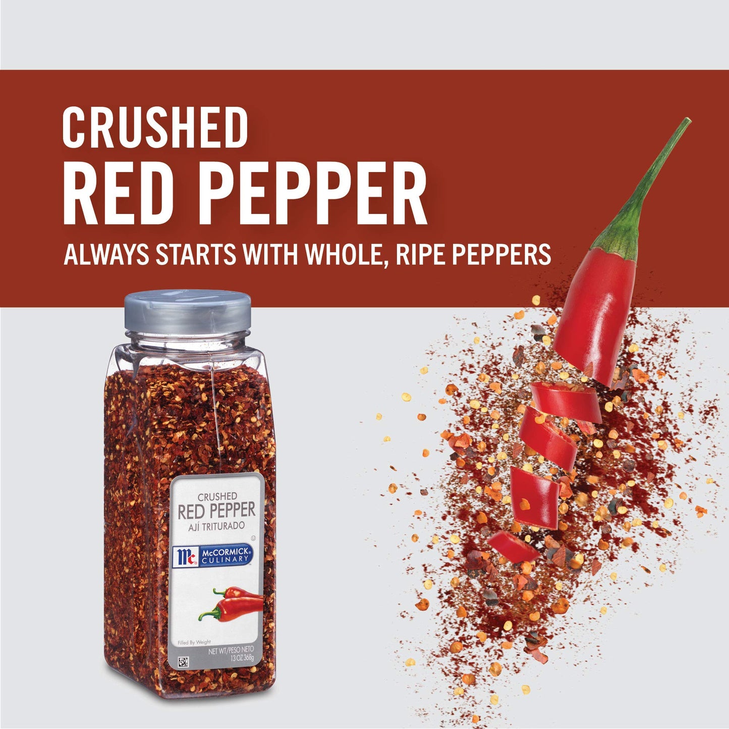 McCormick Culinary Crushed Red Pepper, 13 oz - One 13 Ounce Container of Crushed Red Pepper Flakes, Perfect for Sprinkling Onto Pizza, Beef, Pork