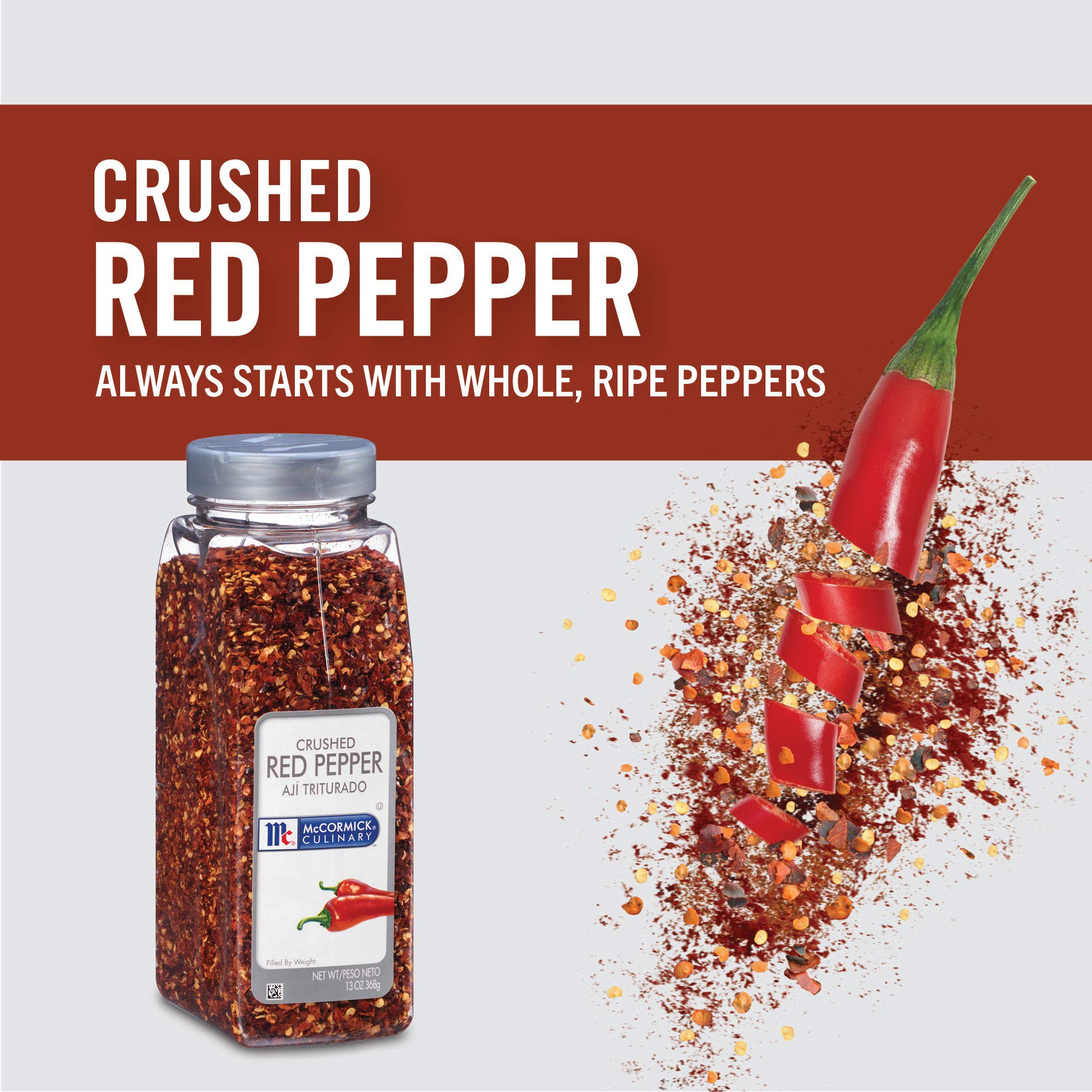 McCormick Culinary Crushed Red Pepper, 13 oz - One 13 Ounce Container of Crushed Red Pepper Flakes, Perfect for Sprinkling Onto Pizza, Beef, Pork