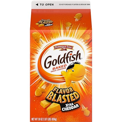 Pepperidge Farm Goldfish Flavor Blasted Xtra Cheddar Crackers, 30 Oz Carton, Pack of 6