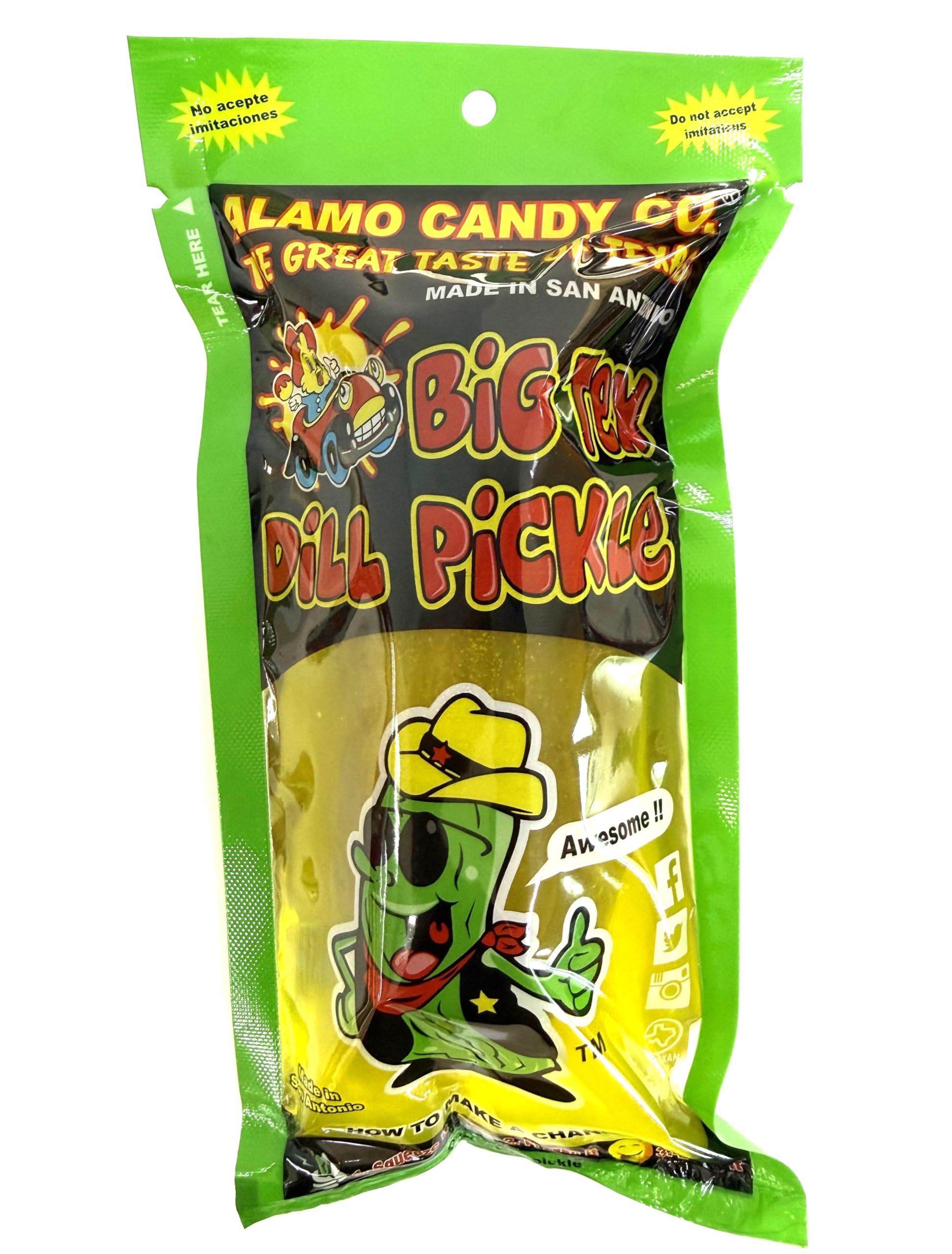 Alamo Dill Pickle Kit, Make Your Own Chamoy Kit, Make the Famous TikTok Trend, Includes Original Alamo Dill Pickle, Chamoy Sauce, Chips, Baby Lucas