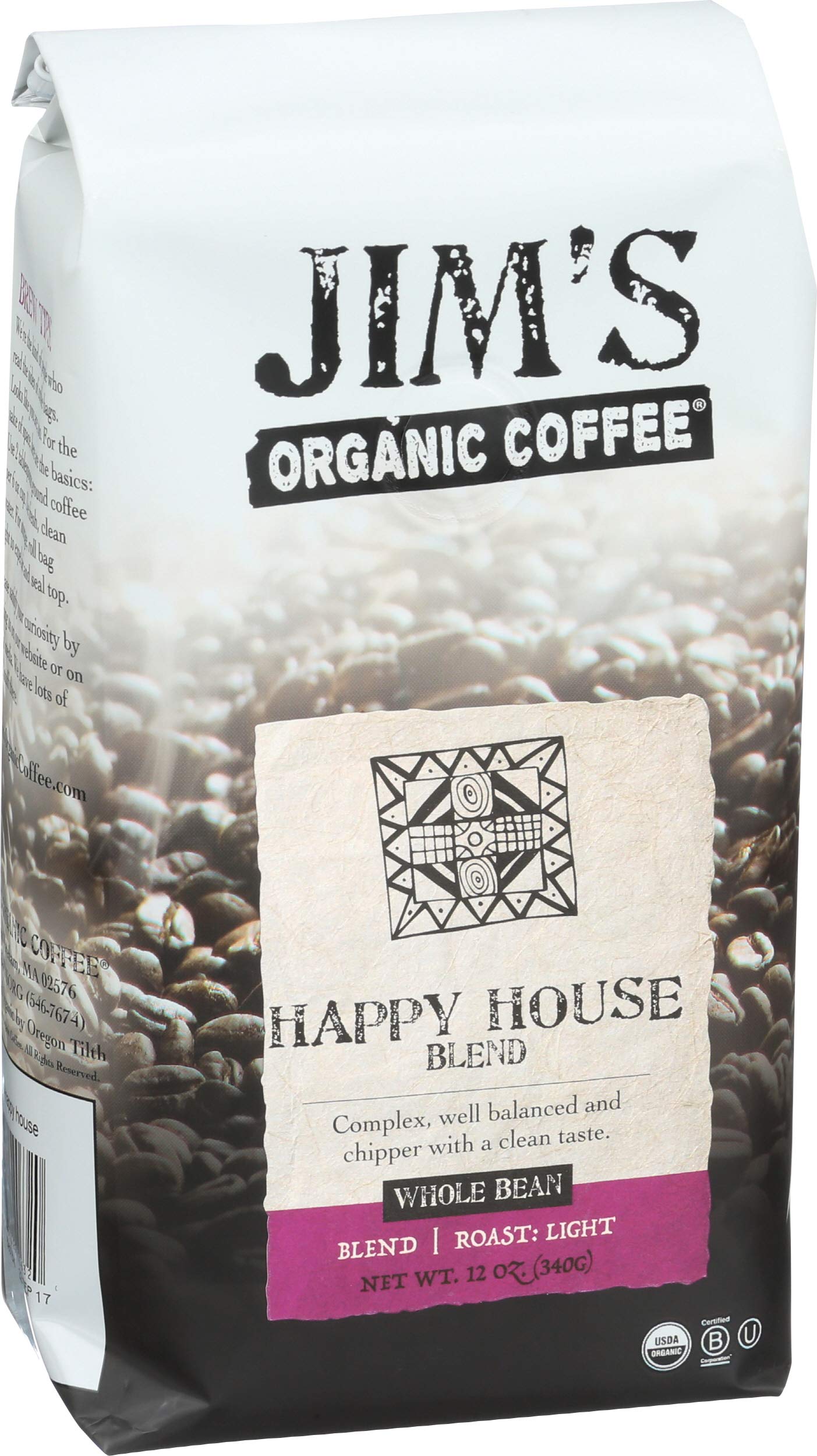 Jims Organic Coffee Happy House Blend, 12 oz