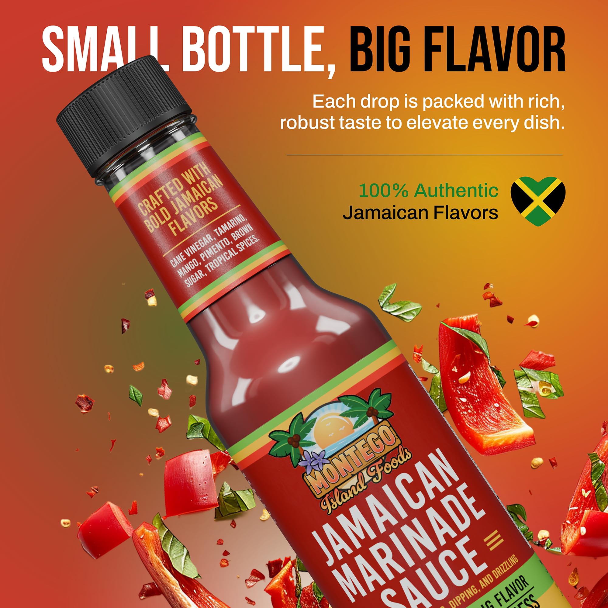 Montego Island Foods Jamaican Marinade Sauce - Bold Island Flavor with All-Natural Ingredients: Tamarind, Mango, Plump Juicy Raisins, Scotch Bonnet