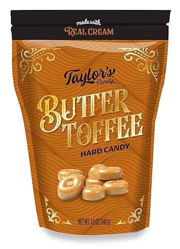 Taylor's Real Cream Butter Toffee Hard Candy, 12 Ounce Bags, 4 Count Pack
