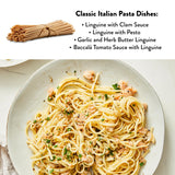 DeLallo Whole Wheat Linguine Pasta, 1 Pound Bag, (8 Pack), 100% Organic, Whole Grain Noodles, Made with Whole Durum Wheat, Bronze Cut, Kosher, Vegan