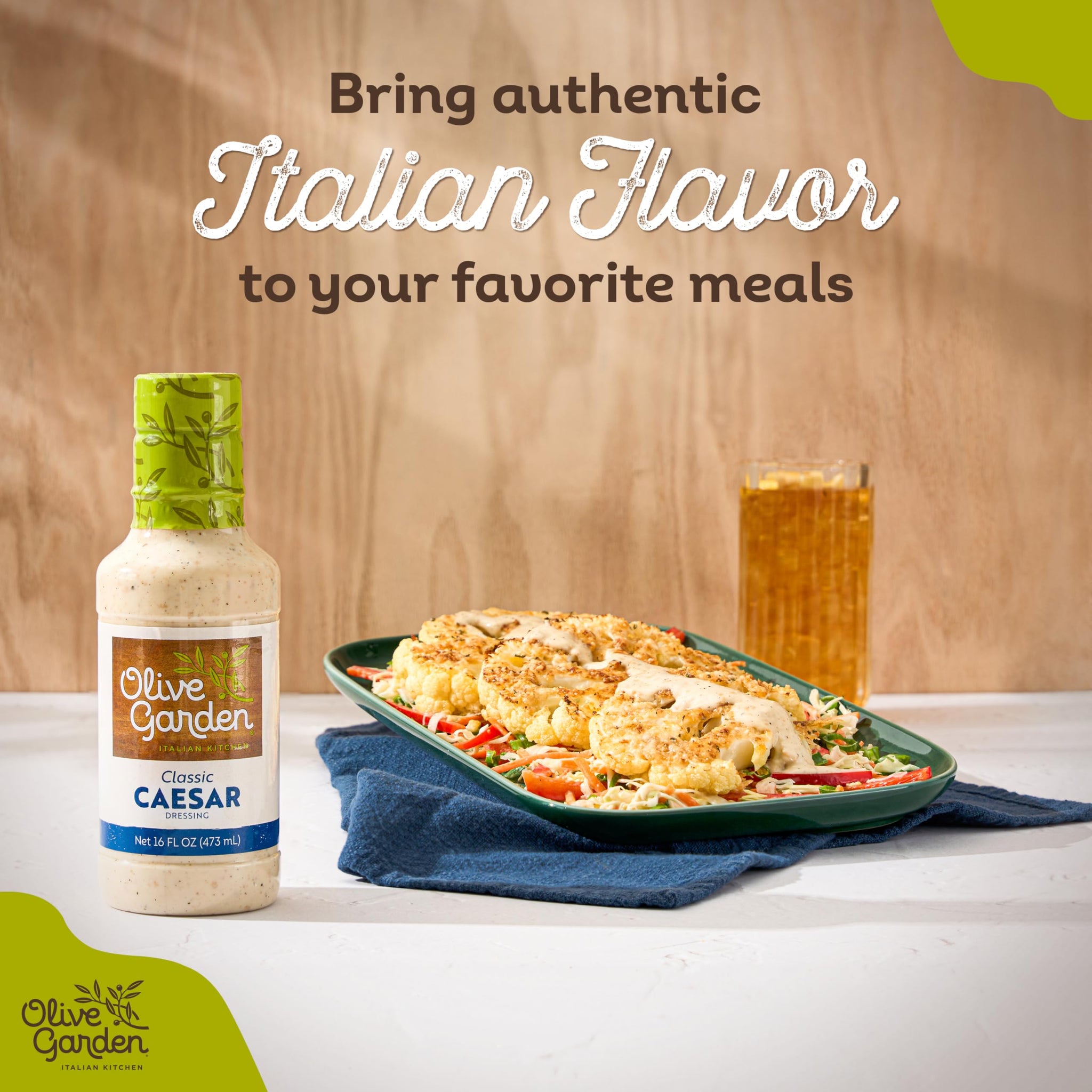 Olive Garden Classic Caesar Dressing, 16 fl. oz., Made with Parmesan Cheese, Spices, Red Wine Vinegar and Lemon, Perfect Chicken Marinade, Sandwich