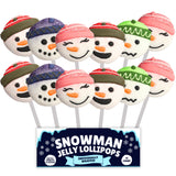 Sweetzo Snowman Jelly Lollipops, Individually Wrapped Gummy Christmas Candy, Holiday Stocking Stuffers (Pack of 12)