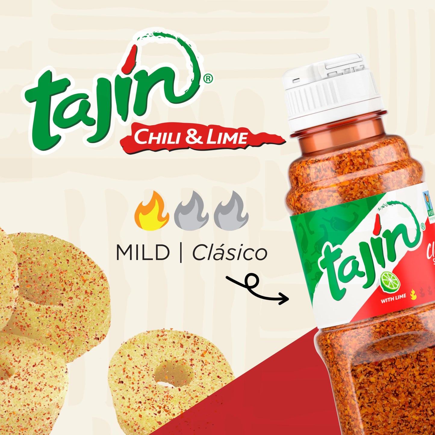 Snak Club Tajin Pineapple Rings Gummy Candy, Fruit Candy Gummies with Chili and Lime Seasoning, Mild, Gluten-Free and Vegan Snacks, 11 oz Resealable