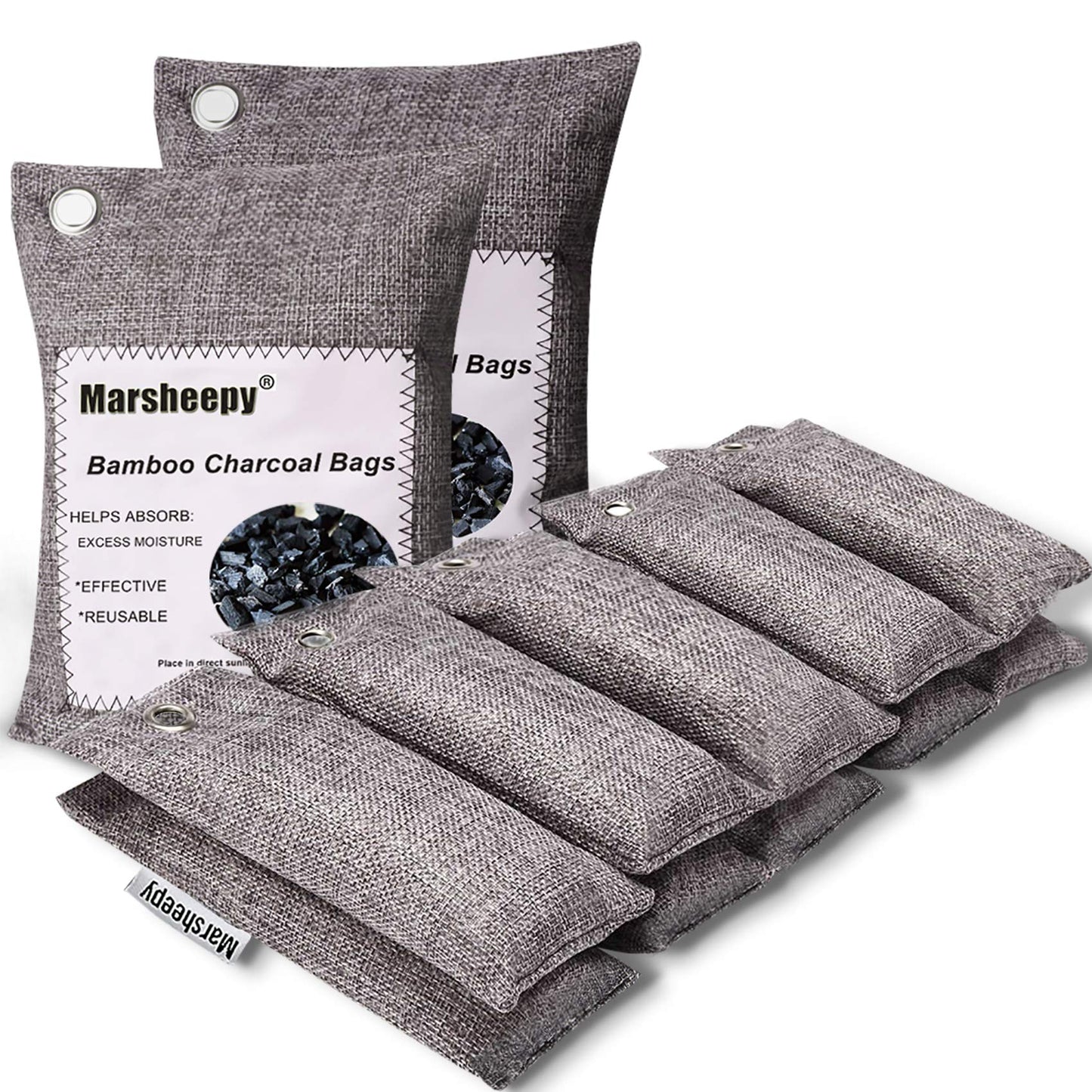 Marsheepy 12 Pack Bamboo Charcoal Shoe Deodorizer Bags, Activated Charcoal Odor Absorber, Bamboo Charcoal Air Purifying Bags, Odor Eliminator