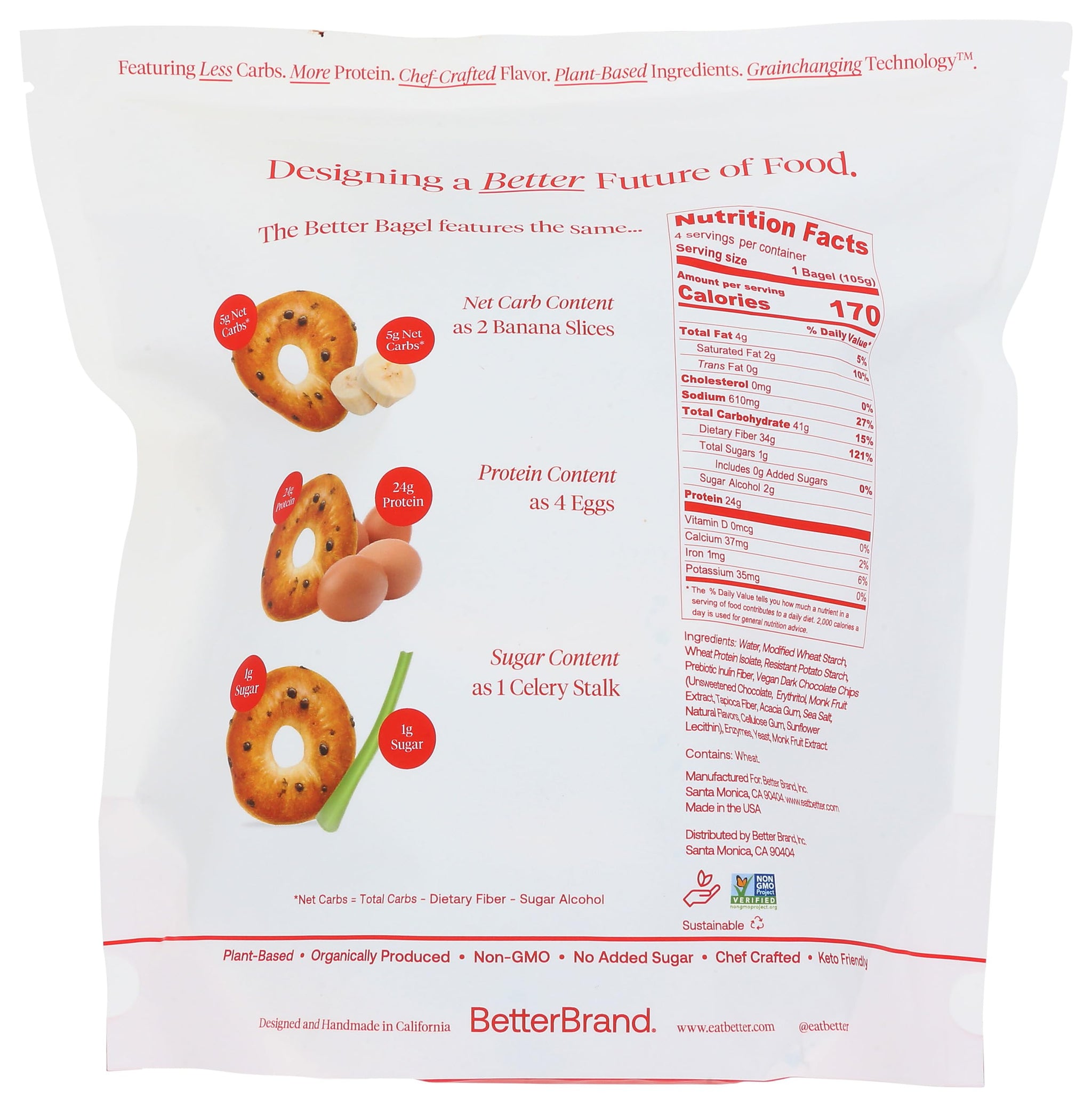 BetterBrand Chocolate Chip Bagels, 14.8 OZ