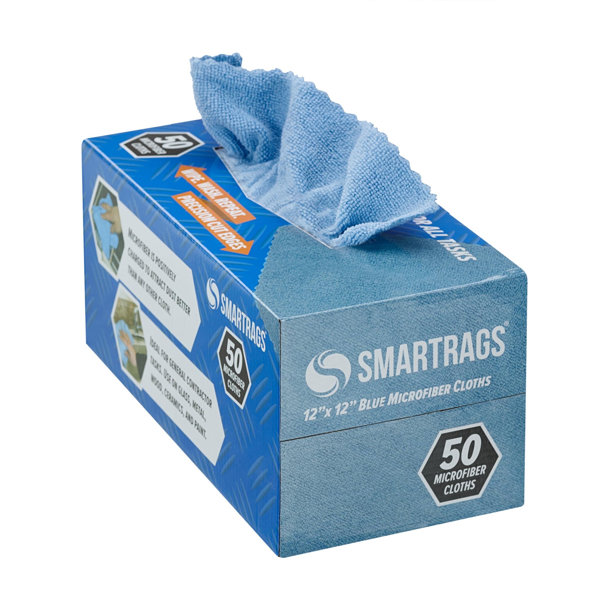 Arkwright Smart Rags Microfiber Cleaning Cloths, Pack of 50 in a Box, Lint Free 180 GSM Reusable Towels for Auto, Office and Household Cleaning, 12 x