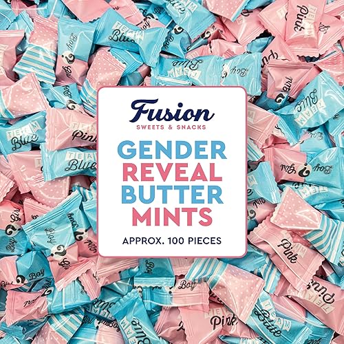 Gender Reveal Buttermints Individually Wrapped, 100 Count | Pink and Blue Candy For Gender Reveal Party Favors & Baby Shower Mints | Sweet After